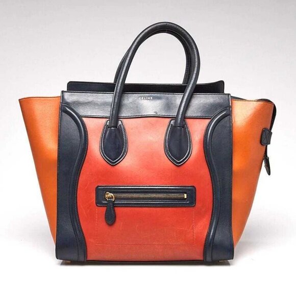 Celine Tri-Color Calfskin Leather Mini Luggage Tote Bag - Picture 1 of 10